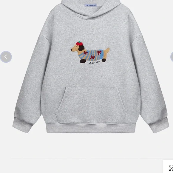 AELFRIC EDEN Gray Hoodie with Dog Embroidery - Picture 2 of 9